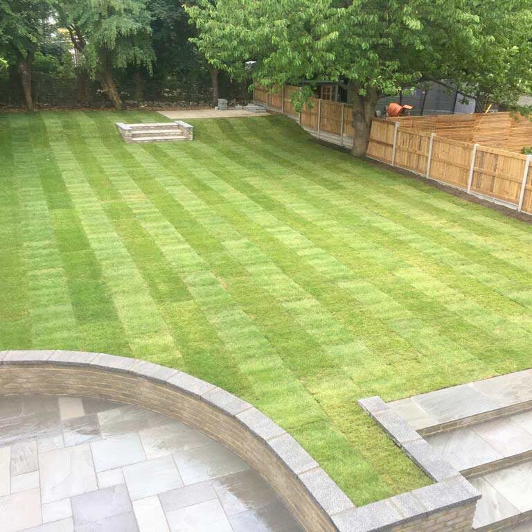 New Lawn, steps and fencing. New Patio, turfing, landscaping & fencing, Sutton, Surrey