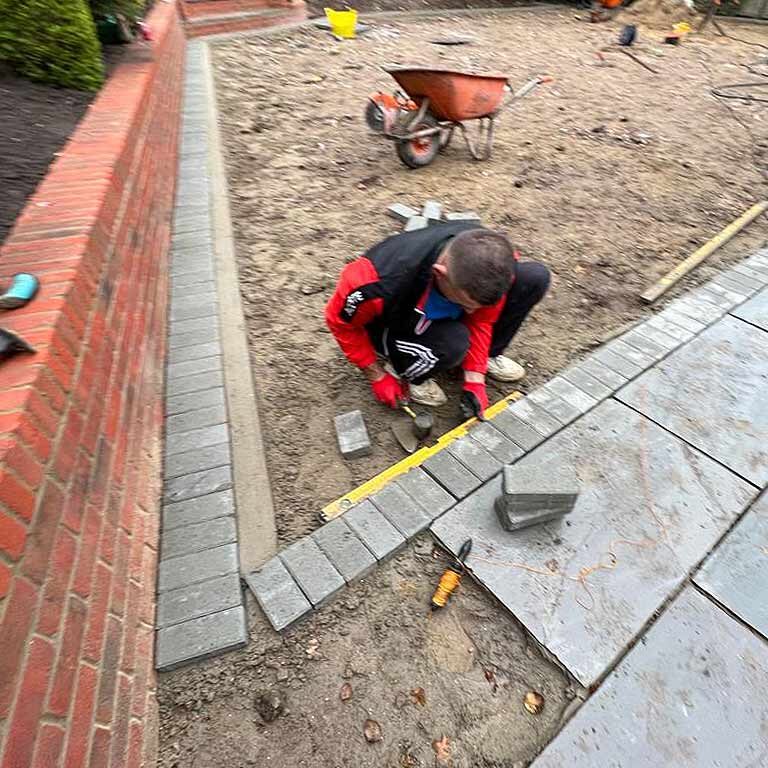 Artificial Grass & Garden Landscaping, steps and retaining wall, Banstead, Surrey. All Terrain Landscaping, Morden