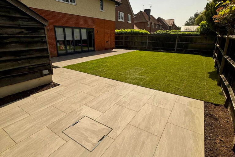 Porcelain Patio and Garden Landscaping, Banstead, Surrey. All Terrain Landscaping